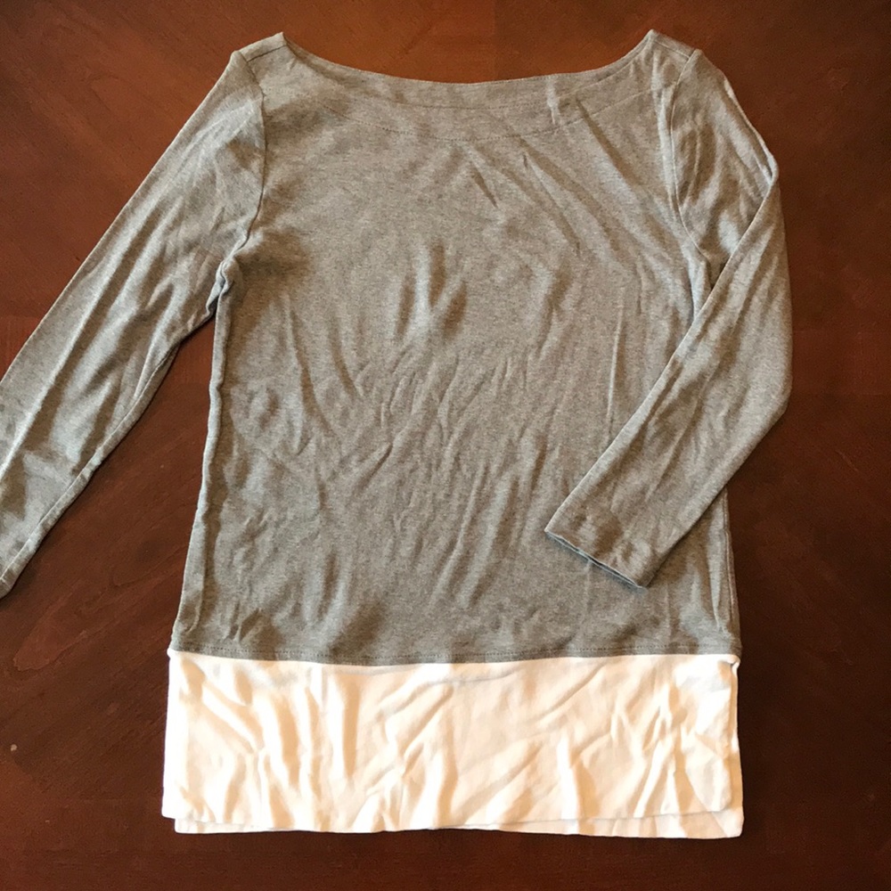 Grey/White Boat Neck Tee